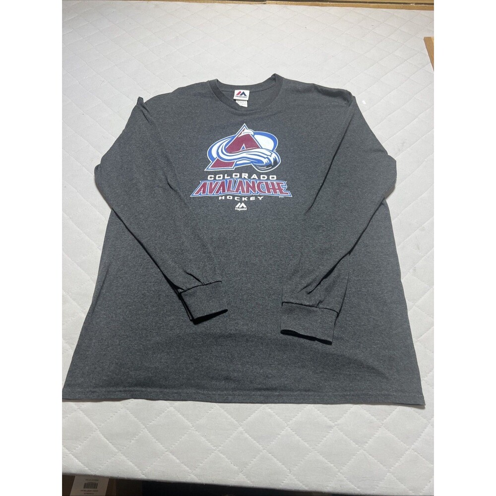NHL Colorado Avalanche Mens Majestic Long Sleeve 2XL T- Shirt Dark Gray Hockey